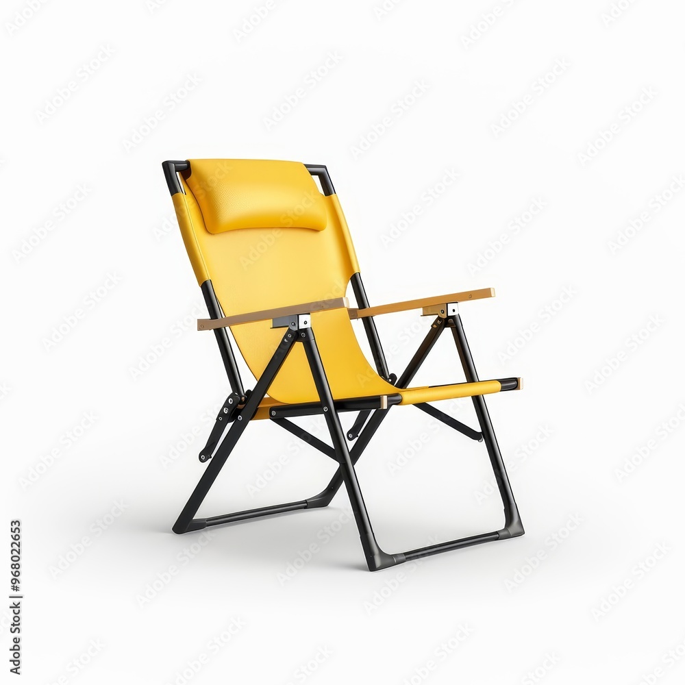 Camping chair, outdoor element, realistic 3D render, foldable design, isolated on white background. Camping chair, outdoor element, realistic 3D render, foldable design, isolated on white background.