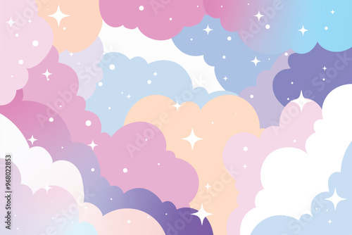 colorful sky, dream illustration, rainbow fantasy background