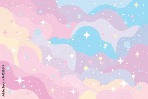 colorful sky, dream illustration, rainbow fantasy background
