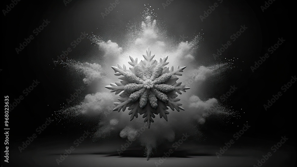 Abstract explosion of powder particles in black and white. Abstract explosion of powder particles in black and white.