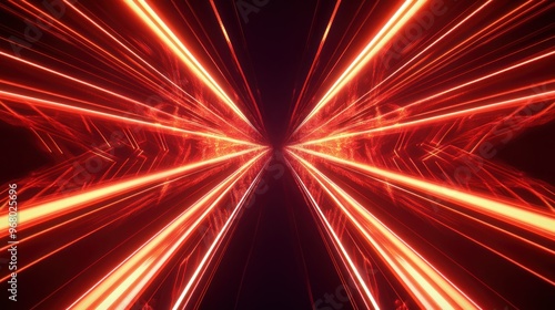 Abstract Red and Orange Light Tunnel