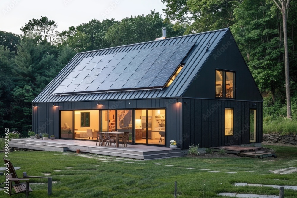 Modern Autonomous House with Solar Panels, Spacious Open Plan, and Large Backyard in Rural Setting Modern Autonomous House with Solar Panels, Spacious Open Plan, and Large Backyard in Rural Setting