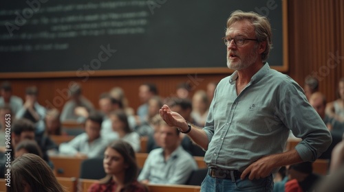 Engaging lecture in a classroom setting. photo