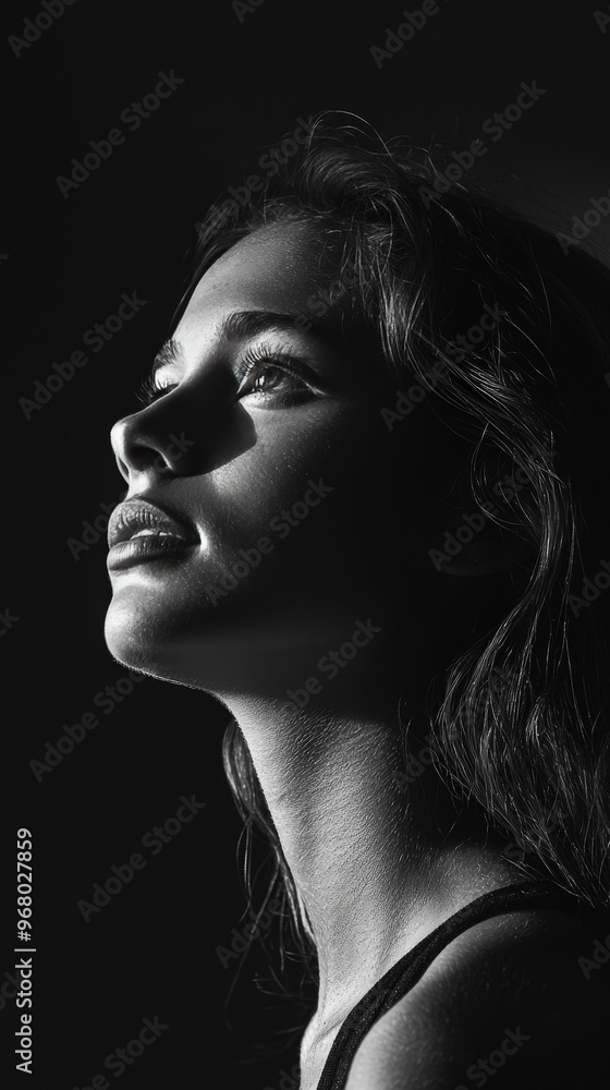 Vertical portrait using low-key lighting, emphasizing the contours and expressions of the subject Vertical portrait using low-key lighting, emphasizing the contours and expressions of the subject