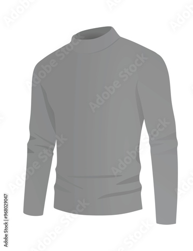 Grey long neck t shirt. vector illustration