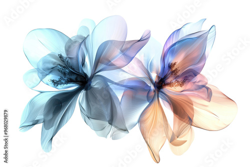 Abstract floral design with delicate blue and peach hues. Perfect for art prints, home decor, or digital backgrounds.