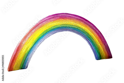 Bright rainbow illustration with vibrant colors of red, orange, yellow, green, blue, and violet. Symbol of hope, diversity, and happiness.