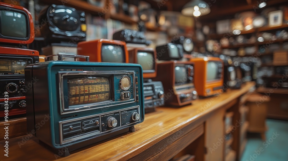 Fototapeta premium Vintage Radio and Televisions in Antique Shop
