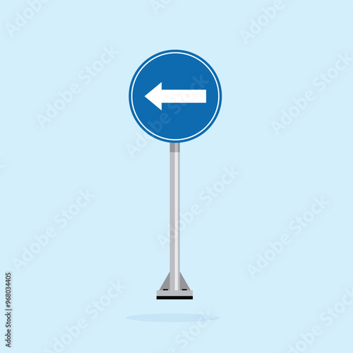 road sign icon, Left Mandatory road on blue round board. suitable for poster use and web icon