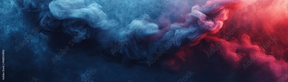 Obraz premium Abstract Swirling Blue and Red Smoke on a Dark Background