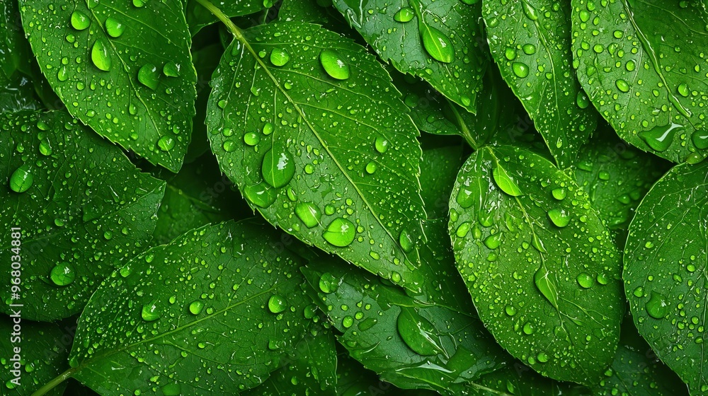 Close-up of dew drops on an orange leaf. Close-up of dew drops on an orange leaf.