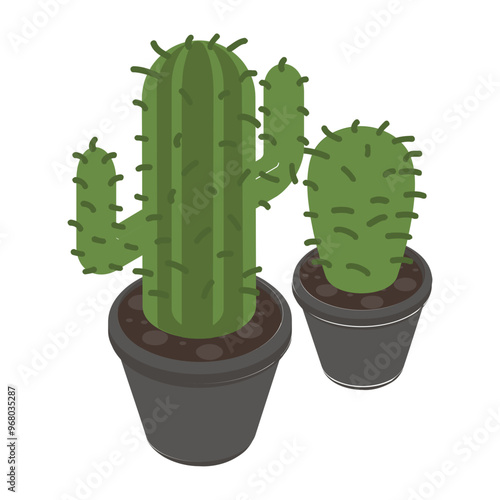 indoor potted plants isometric concept, Tropical and subtropical houseplant vector icon design, Lawn and Gardening symbol, Farm and Plant sign agriculture and horticulture equipment stock illustration