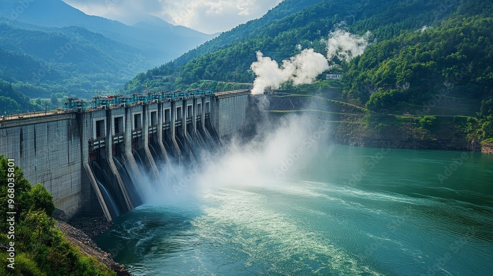 Massive Hydroelectric Dam Supplying Power to Industrial and Urban Areas Massive Hydroelectric Dam Supplying Power to Industrial and Urban Areas