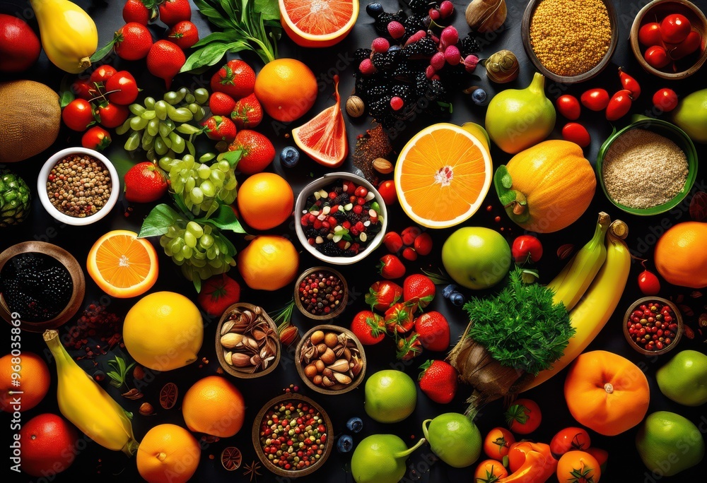 colorful arrangement various food icons showcasing vibrant display culinary diversity, creative, meal, dish, cuisine, ingredients, fresh, healthy, snacks colorful arrangement various food icons showcasing vibrant display culinary diversity, creative, meal, dish, cuisine, ingredients, fresh, healthy, snacks