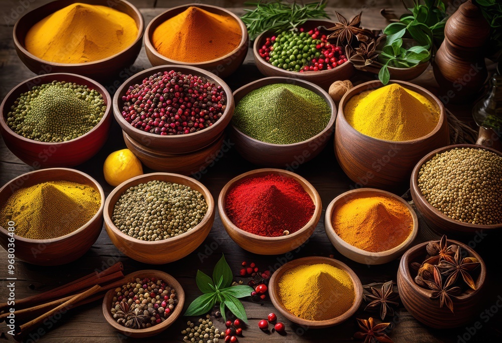 vibrant display spices colorful ingredients showcasing rich array textures hues culinary setting, aroma, seasoning, herb, variety, fresh, natural, organic vibrant display spices colorful ingredients showcasing rich array textures hues culinary setting, aroma, seasoning, herb, variety, fresh, natural, organic