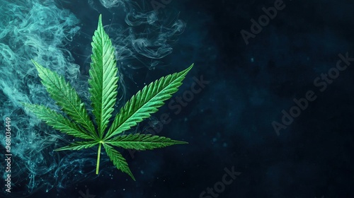 The smoke forms the silhouette of a marijuana leaf: in the background there is a background in the form of a Rastafari flag. 32 K. Creative background. Ultra-realistic.