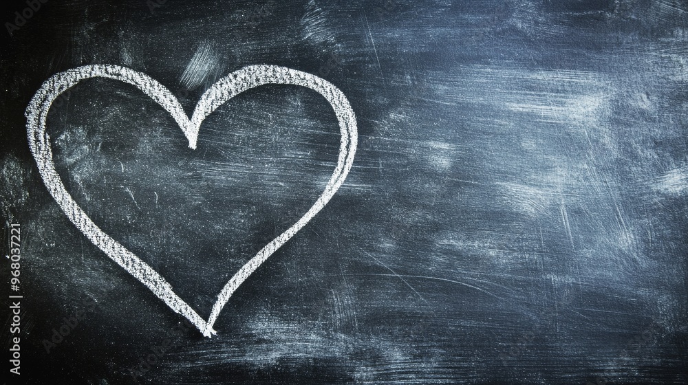 A Beautiful Chalk Drawing of a Heart on a Blackboard, Perfectly Centered and Displaying Artistic Flair and Simplicity A Beautiful Chalk Drawing of a Heart on a Blackboard, Perfectly Centered and Displaying Artistic Flair and Simplicity