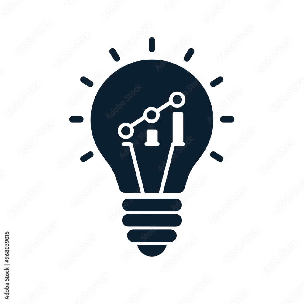 An innovative graphic of a light bulb with a line graph inside, representing business ideas and growth. An innovative graphic of a light bulb with a line graph inside, representing business ideas and growth.