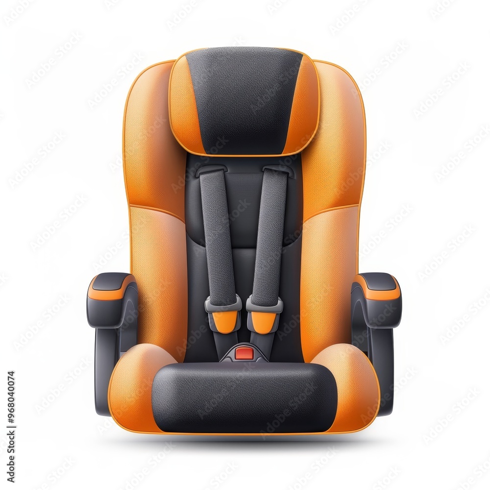 Child car seat with adjustable recline, automotive safety, detailed illustration, customizable comfort, isolated on white background. Child car seat with adjustable recline, automotive safety, detailed illustration, customizable comfort, isolated on white background.