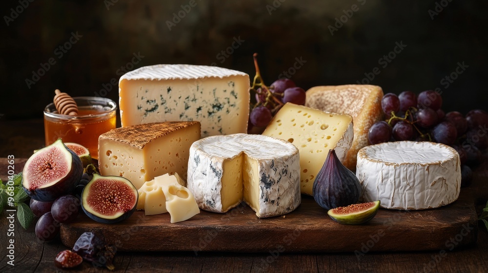 Gourmet Cheese Board with Figs and Grapes Gourmet Cheese Board with Figs and Grapes