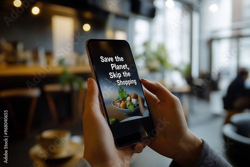 Hands holding a smartphone with the message 