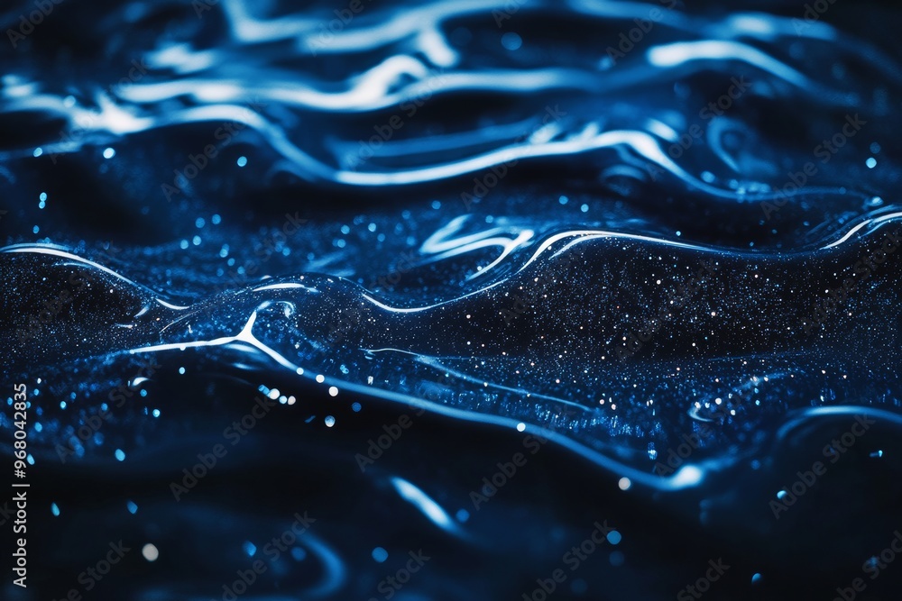 dark blue liquid like surface with glitter in waves flat abstract background banner with copy space, festive mysterious elegant backdrop dark blue liquid like surface with glitter in waves flat abstract background banner with copy space, festive mysterious elegant backdrop