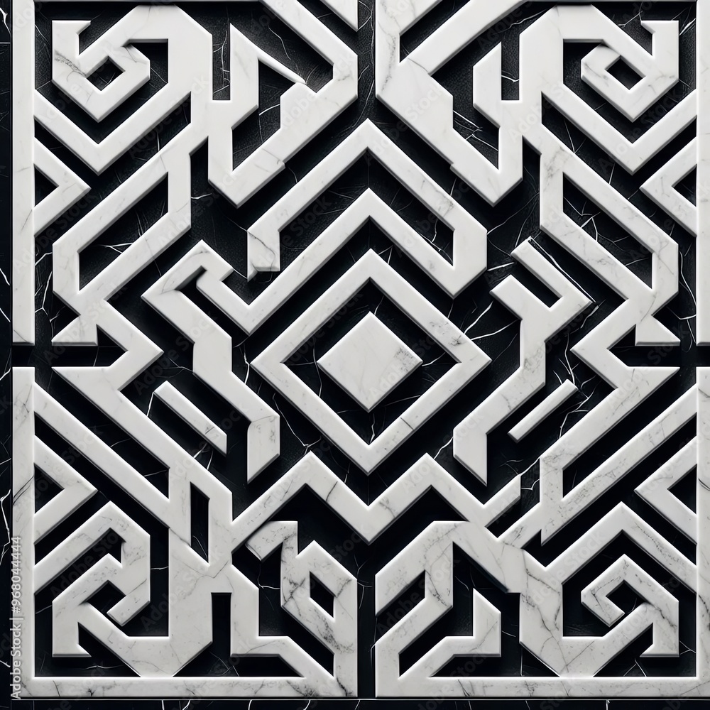 Seamless pattern of white marble on a black background. Square image. Seamless pattern of white marble on a black background. Square image.