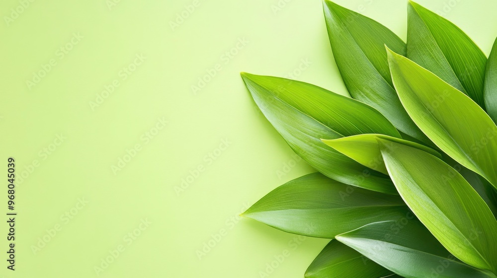 Green Leaves on a Light Green Background Green Leaves on a Light Green Background