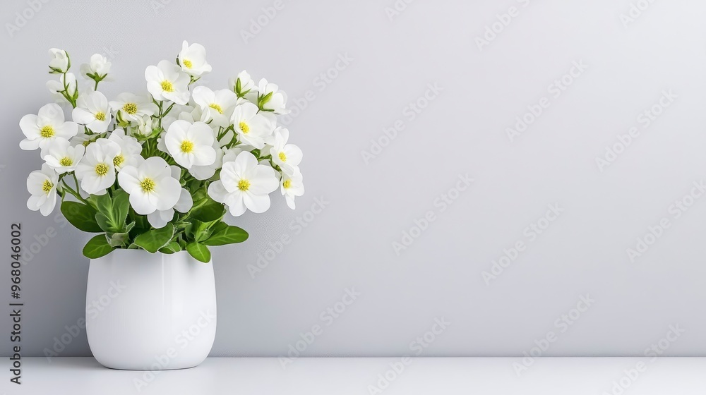 White Flowers in a White Vase on a White Surface White Flowers in a White Vase on a White Surface