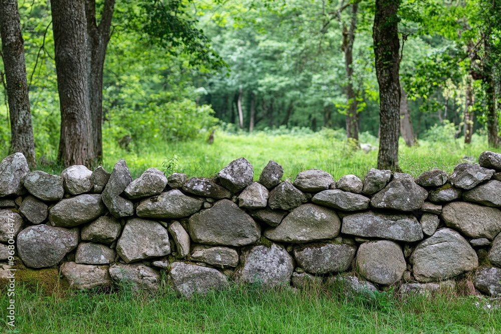image of stone wall in rural environment .generative ai image of stone wall in rural environment .generative ai