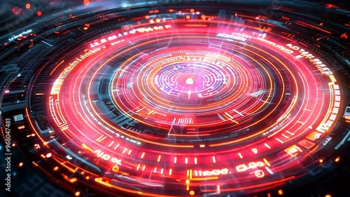 Wallpaper Mural Abstract animation of futuristic interface HUD with data processing Torontodigital.ca