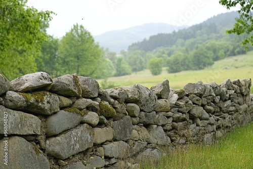 image of stone wall in rural environment .generative ai