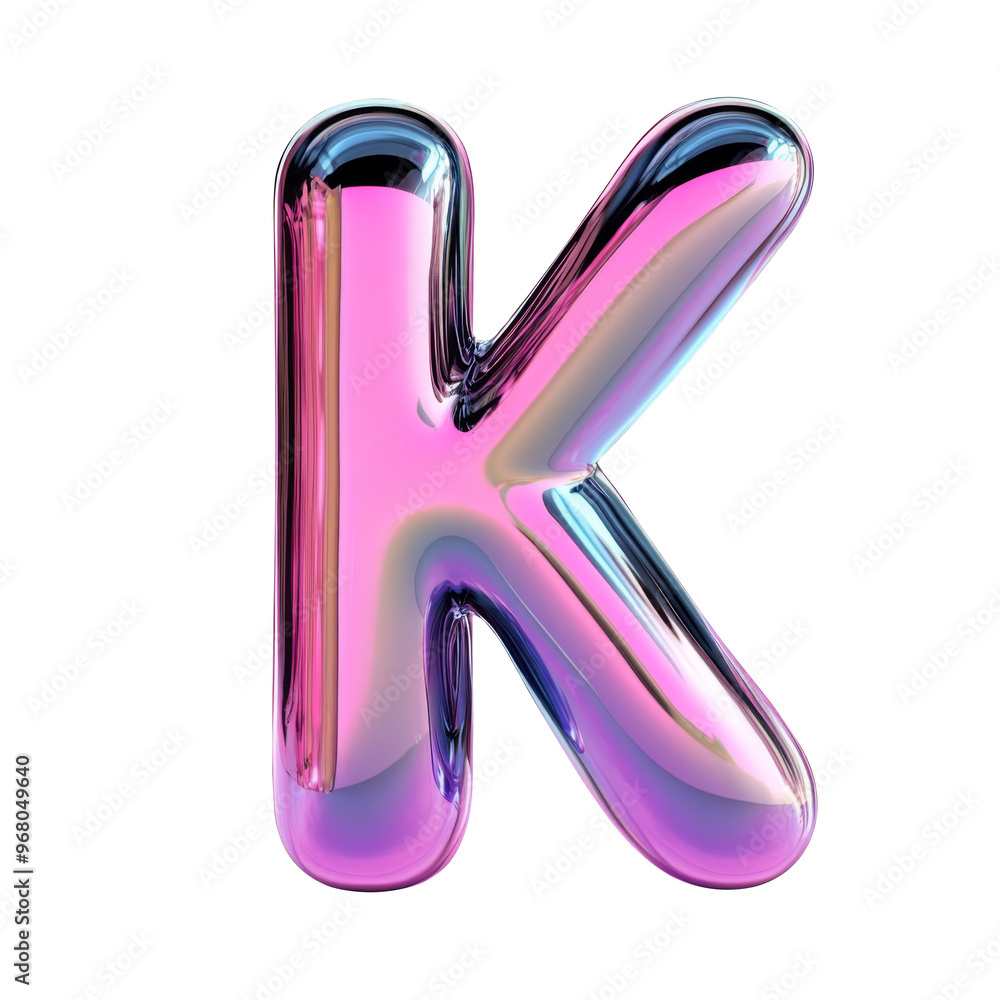 hologram dark glossy K alphabet Realistic 3D on white background. Generative AI hologram dark glossy K alphabet Realistic 3D on white background. Generative AI