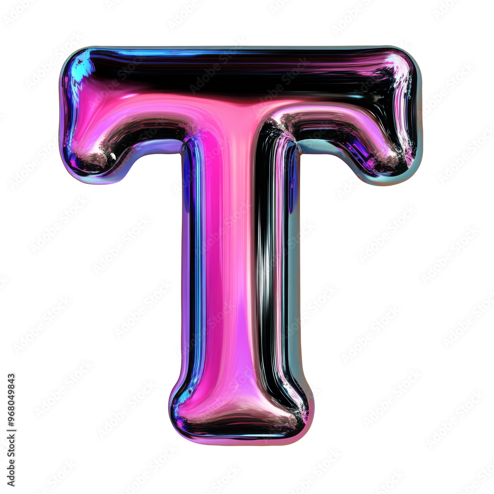 hologram dark glossy T alphabet Realistic 3D on white background. Generative AI hologram dark glossy T alphabet Realistic 3D on white background. Generative AI