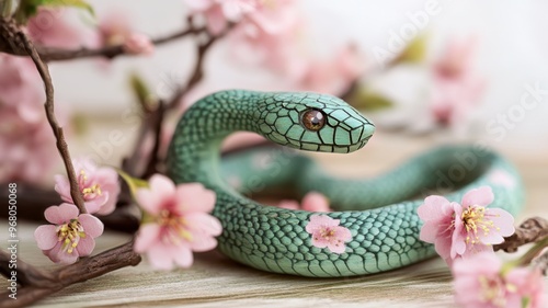 Artistic green snake sculpt...