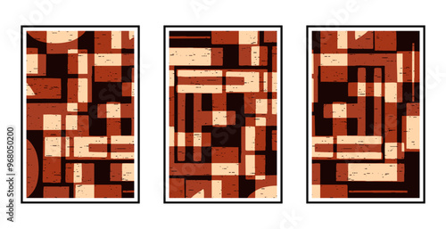 Set of 3 Abstract pattern. Illustration for printing on wall decorations. For use in graphics.