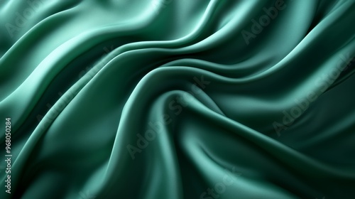 Flowing teal silk fabric texture, elegant and luxurious concept