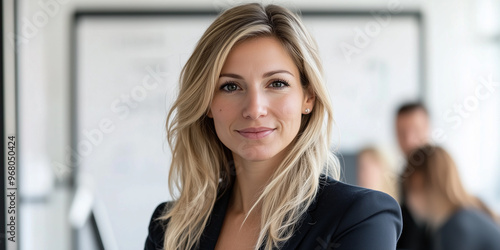 Wallpaper Mural Business-Mitarbeiterin im modernen Büro mit Team im Hintergrund Torontodigital.ca