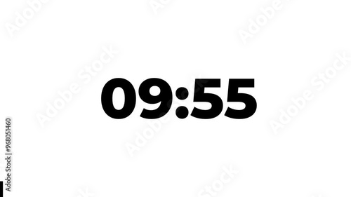 10 Minutes Countdown Timer, Black Numbers on a white Background	
