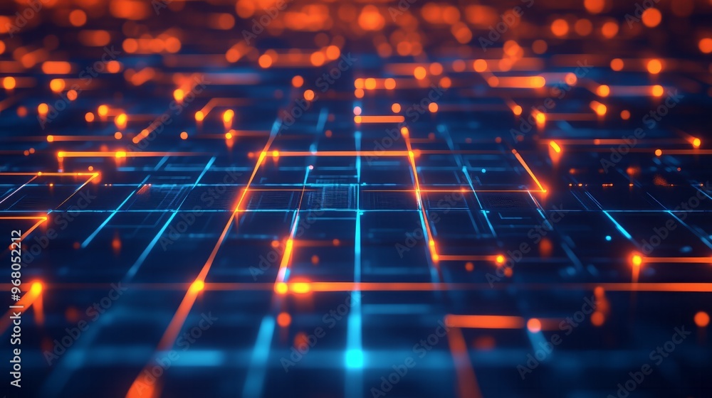 Abstract Digital Network: Glowing Lines and Grids Abstract Digital Network: Glowing Lines and Grids