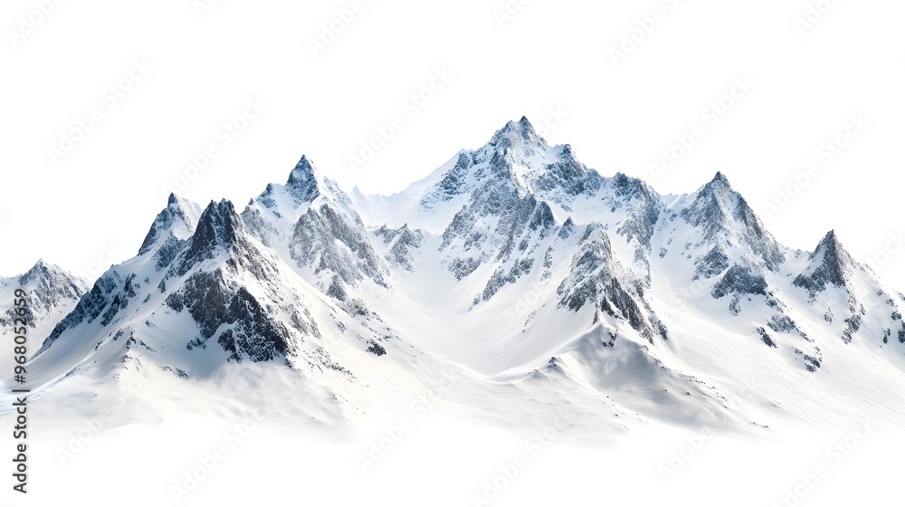 Obraz premium Snowy mountains surrounded by rocks, with some snow on the peaks and rocks covered in a white powder