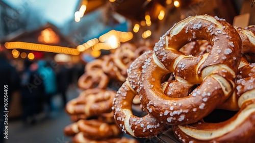 Close-up of Salted Pretzels at a Christmas Market photo