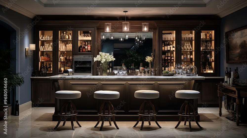 A sophisticated and functional home bar with sleek finishes and premium design.
A sophisticated and functional home bar with sleek finishes and premium design.