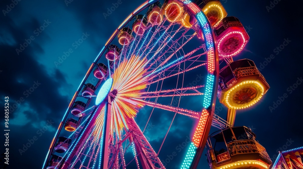 Ferris Wheel with Colorful Lights at Night Ferris Wheel with Colorful Lights at Night