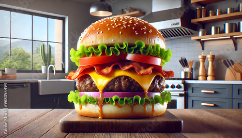 AI Art of Perfect Burger - Gorgeous and Tempting Food Design photo