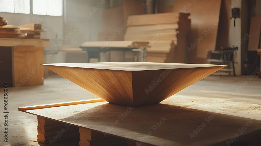 A modern coffee table with a unique, natural wood A modern coffee table with a unique, natural wood