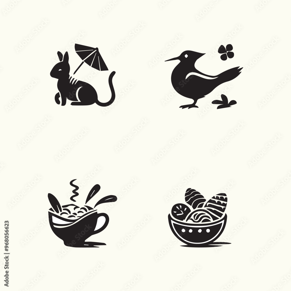 Fototapeta premium Creative Collection of various Food Icon Design