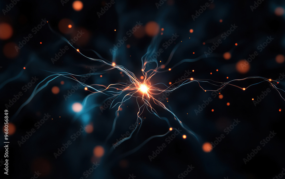 Fototapeta premium A captivating abstract representation of energy and light, showcasing vibrant colors and dynamic lines against a dark backdrop.