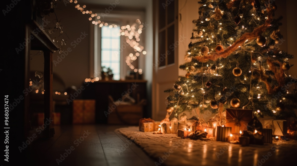custom made wallpaper toronto digitalCozy Christmas Room with Decorated Tree and Presents Underneath