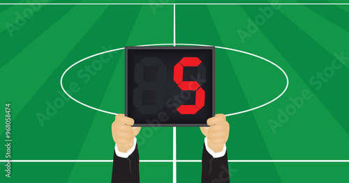 Referee hold panel with stoppage time. vector
